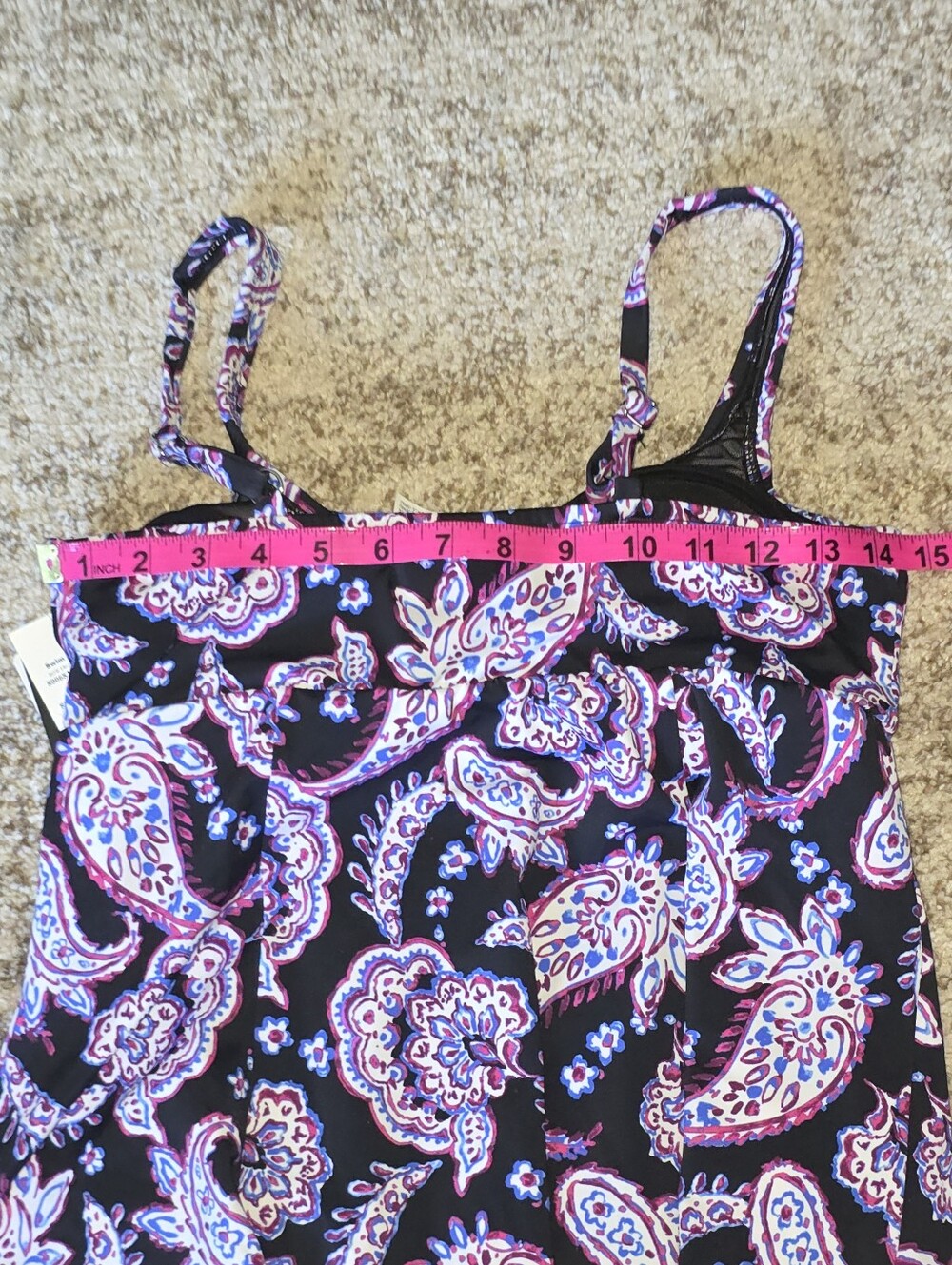 NWT Swim Solutions Paisley Tummy Control Thigh Minimizer Bathing Suit Swim Dress - Picture 7 of 10